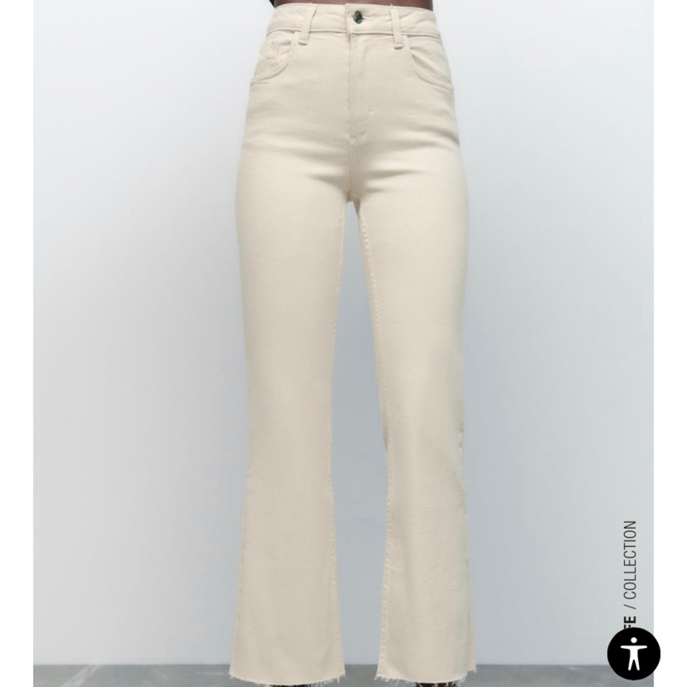 Zara High Rise Mini Flare Tan Jeans